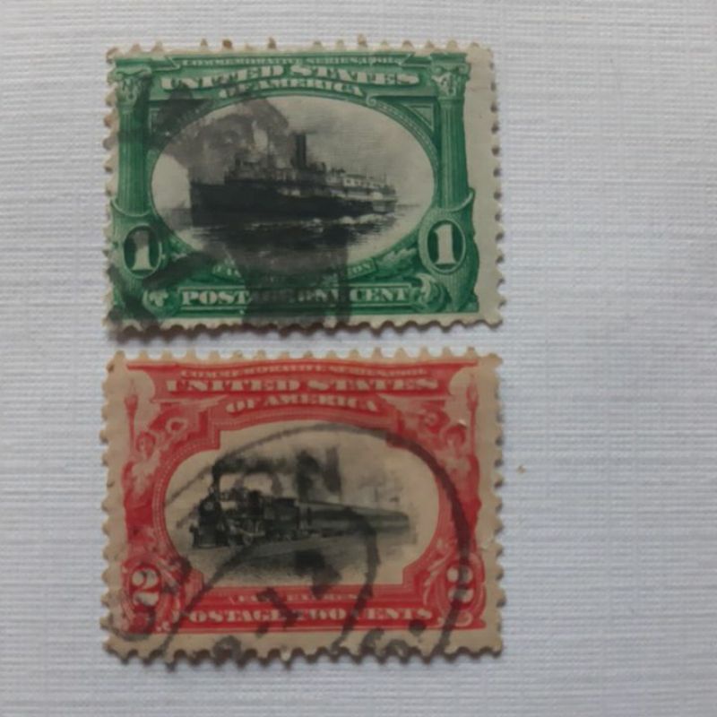 

Terlaris ✨ - Perangko USA 1901 Pan American issue 1c dan 2c set 2 prangko3.1.23