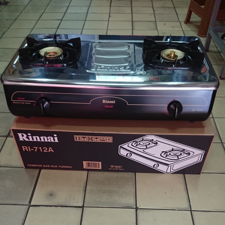 Kompor Gas Rinnai Turbo 2 Tungku RI 712 A Stainless RI-712A RI 712 A