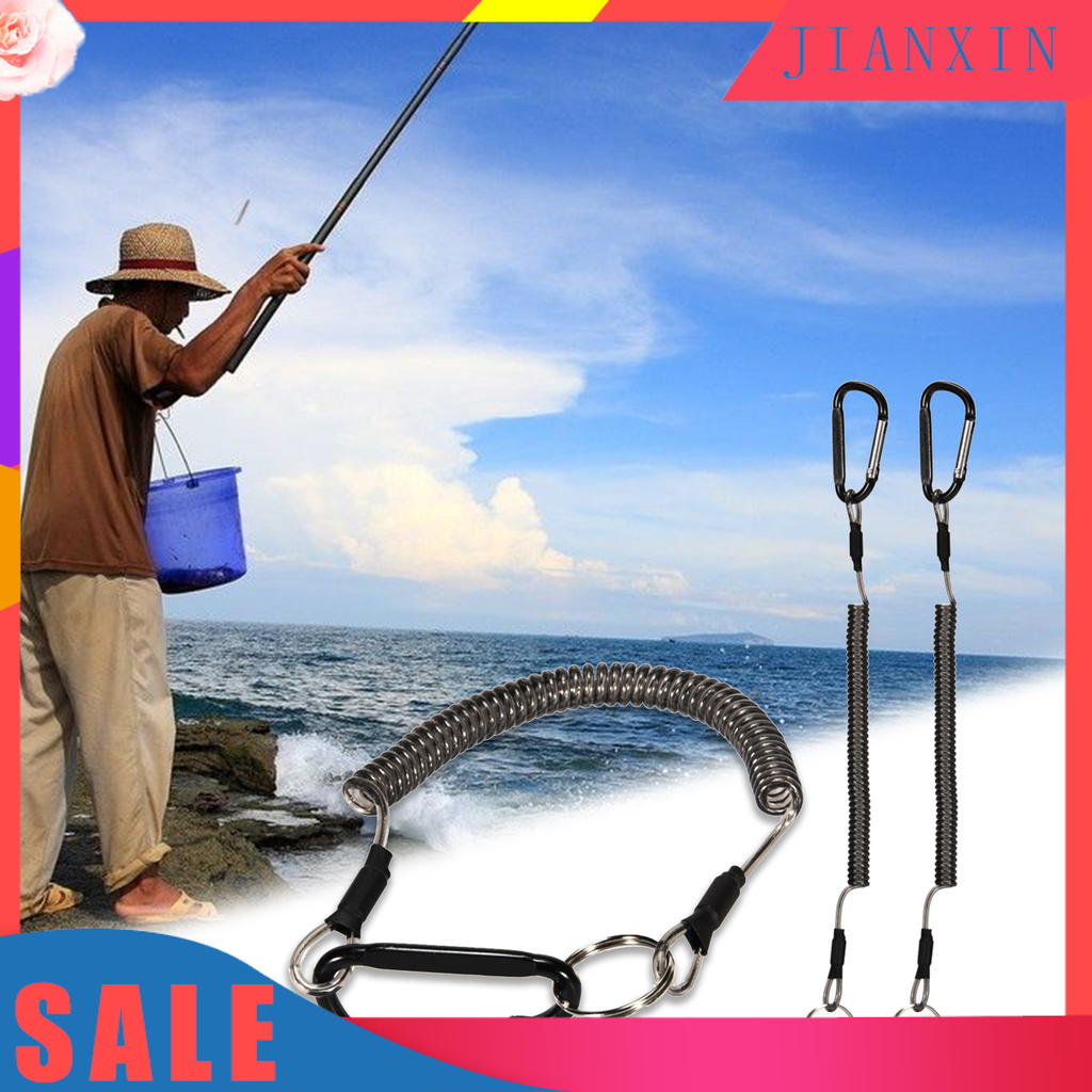 [Jianxin] 5pcs Tali Lanyard Spiral Elastis Portable Untuk Memancing