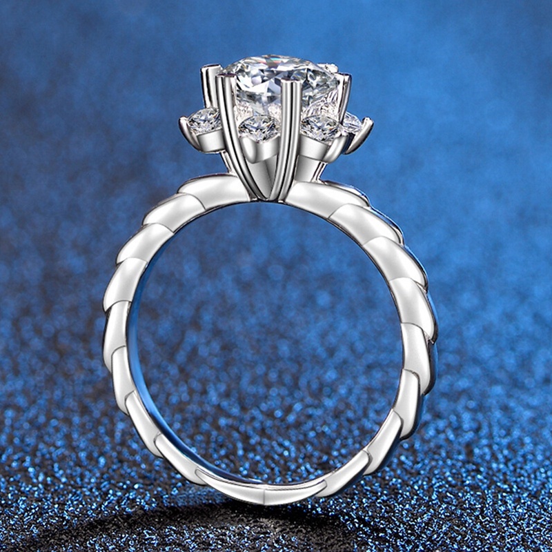 Cincin Desain Bunga Warna Silver Untuk Wanita