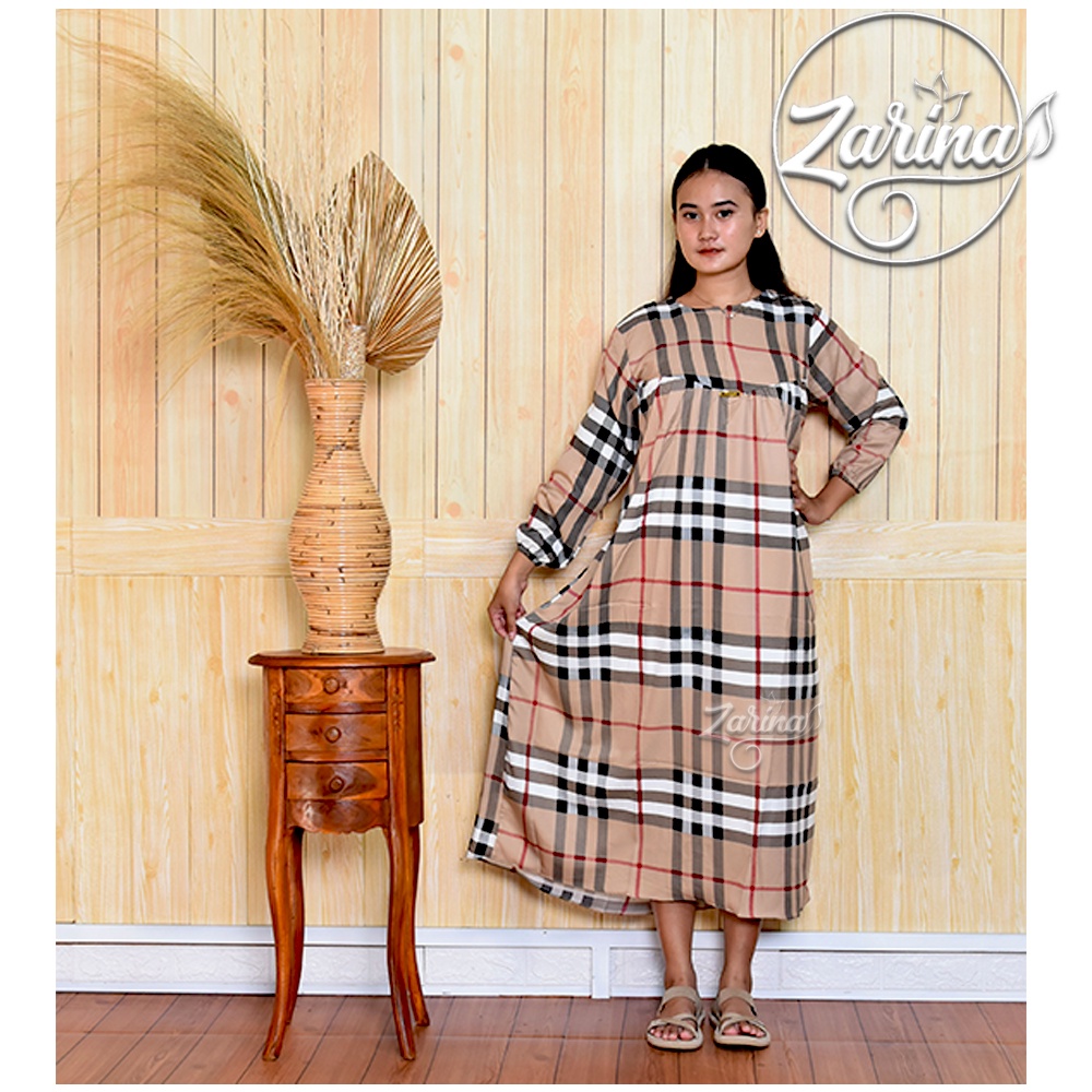 (REAL PICT / COD) GAMIS WANITA RAYON PREMIUM TERBARU MOTIF KOTAK BURBRY/ GAMIS TERBARU 2022 / GAMIS 