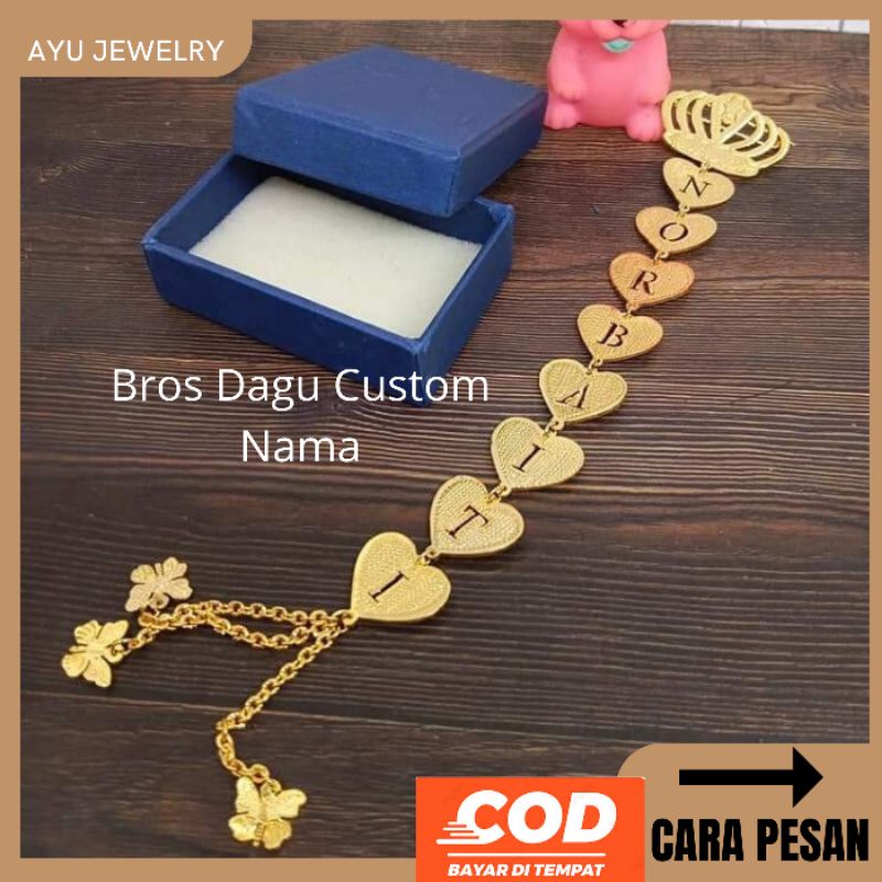 Bros Dagu Juntai Ukir Nama Bros Hijab Titanium Bros Hijab Custom