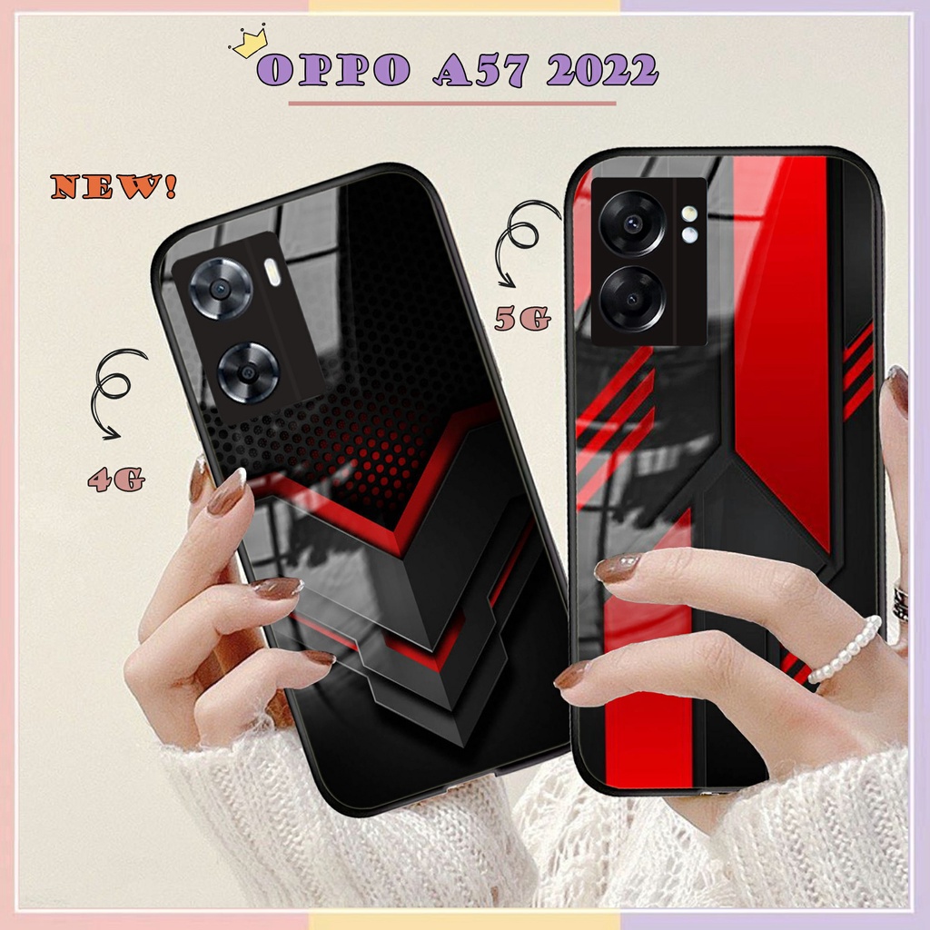 Softcase Glass Kaca OPPO A57 2022 TERBARU [70H] - Case Oppo A57 2022 - Case Tali - Kesing HP - Kesin