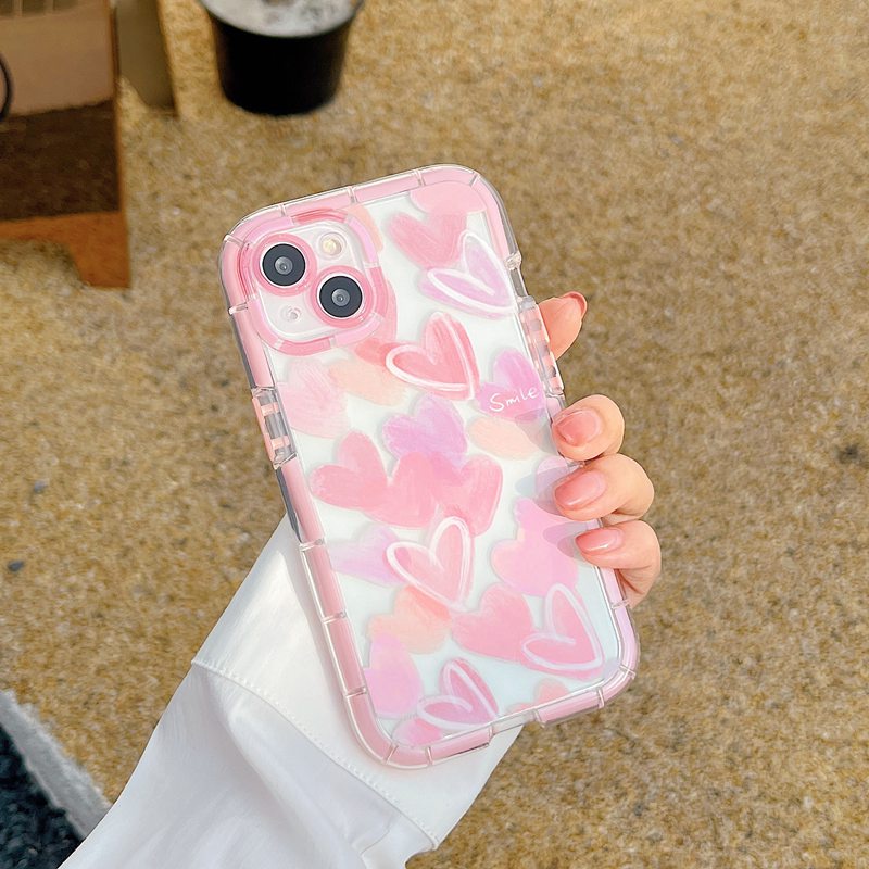 Glowing At Night Soft Case iP iPhone 11 12 13 14 Pro Max X XS XR Max Cute Pink &amp; Purple Love Casing Apple