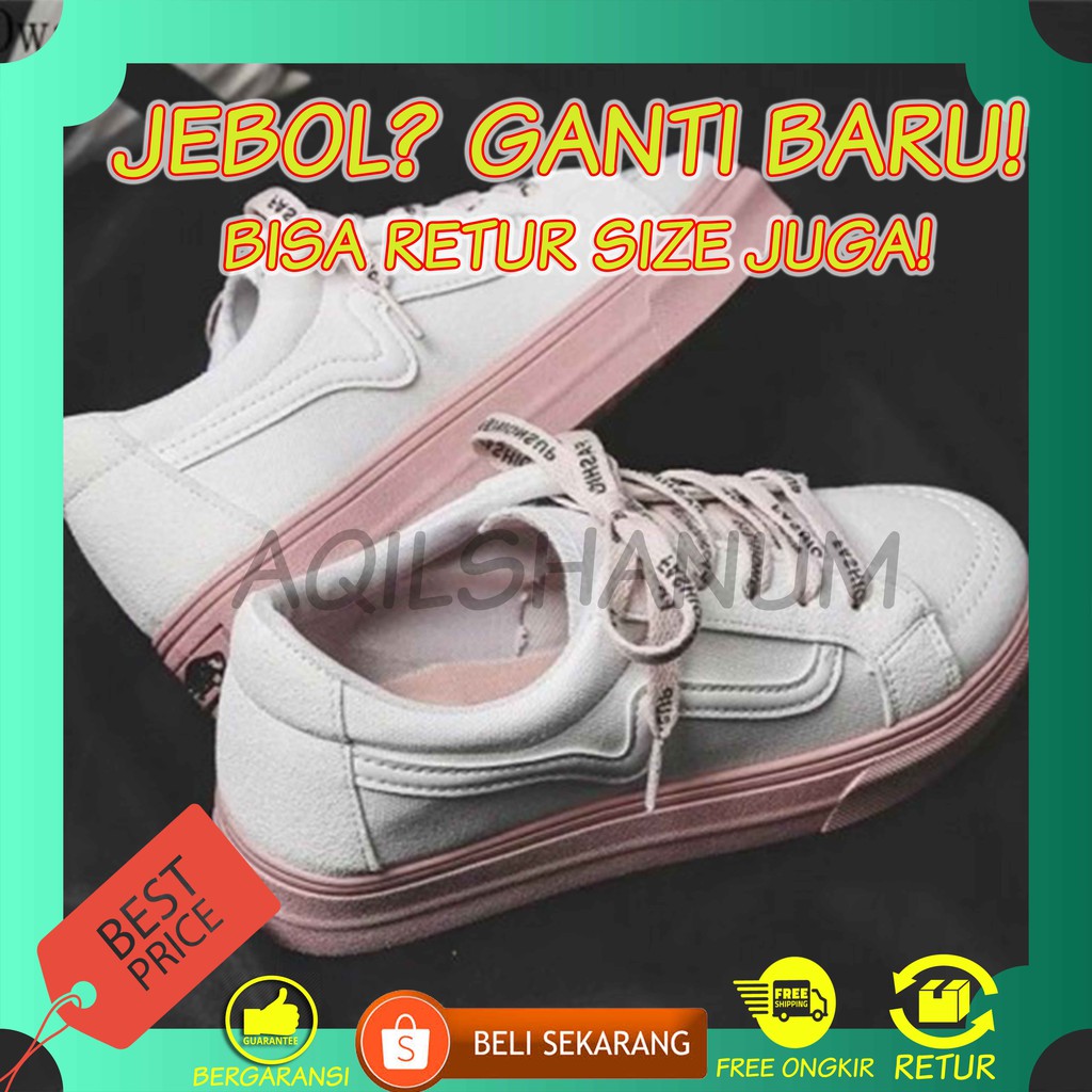 SEPATU SNEAKERS KETS IMPORT HITAM PUTIH PINK TALI WANITA CEWEK CEWE PEREMPUAN MURAH