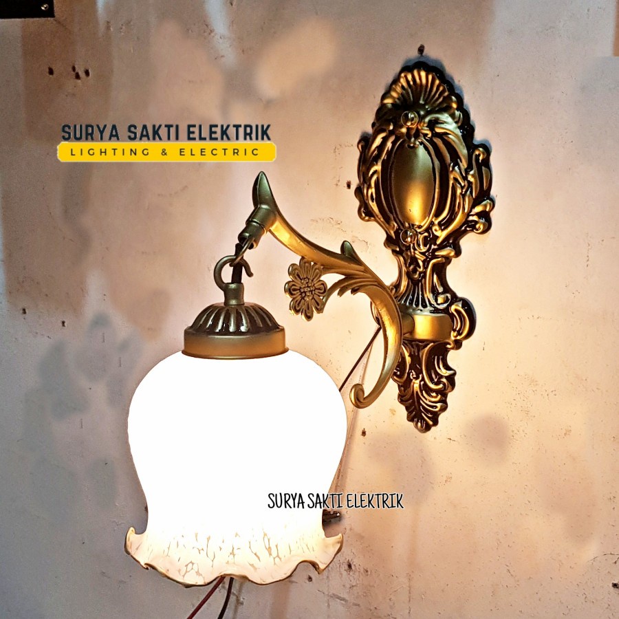 LAMPU DINDING MINIMALIS KACA GOLD MEWAH