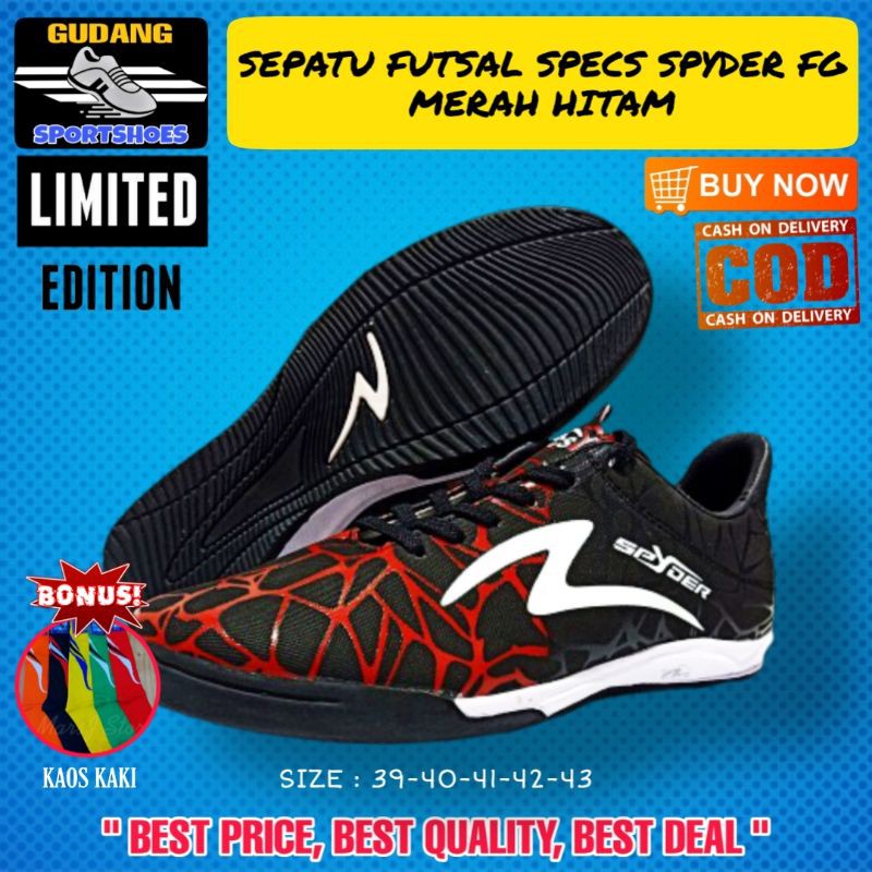 Sepatu Futsal Spatu Olahraga Bola Pria Specs Spider FG Warna Merah Murah Terbaru Bergaransi COD‌ 002