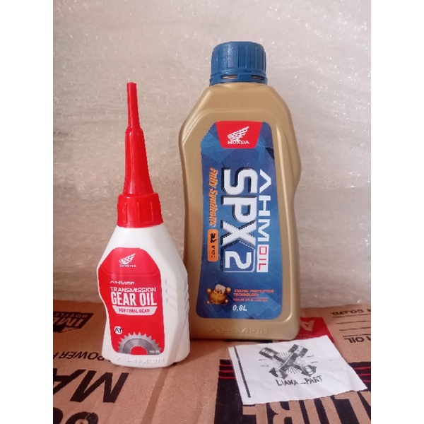 Paket Oli Honda Ahm Spx2 Matic + oli gardan honda Ahm 120ml