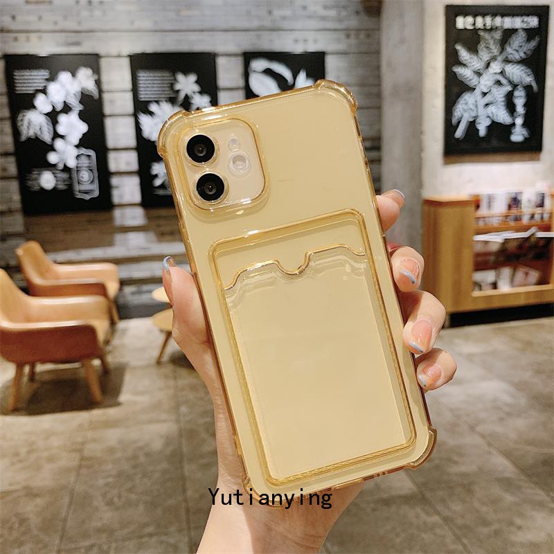 Soft Case Transparan Dengan Tas Kartu Untuk Iphone 7 8 6 6s Plus 12 11 Pro Max Xr Xs Max X