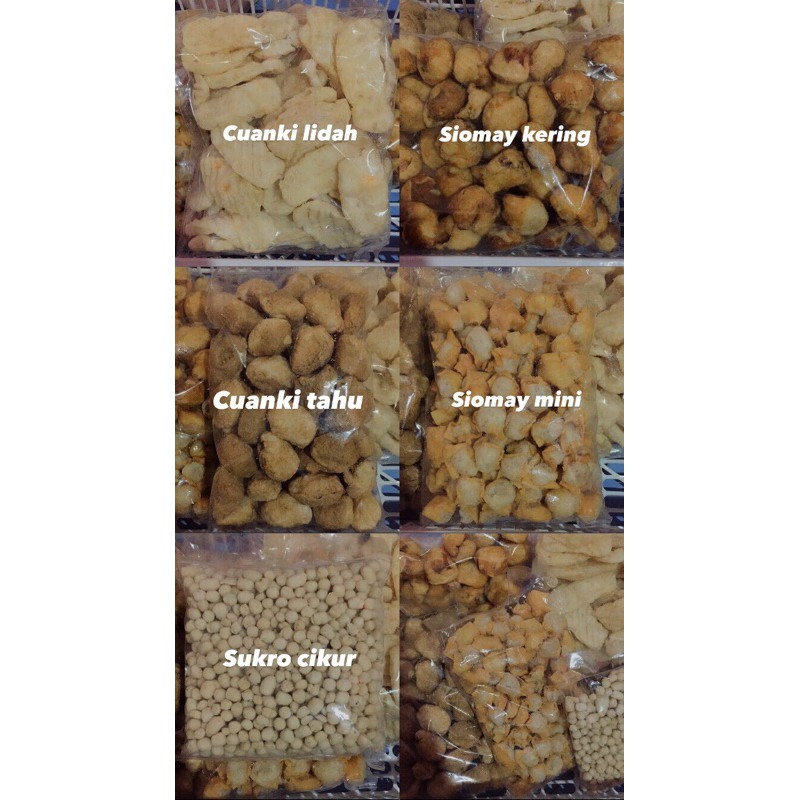 

Topping Extra Baso Aci Cuanki Tahu Siomay Mini - Topping Seblak Cuanki Lidah Tahu Siomay Batagor Sukro Cikur GROSIR TERMURAH