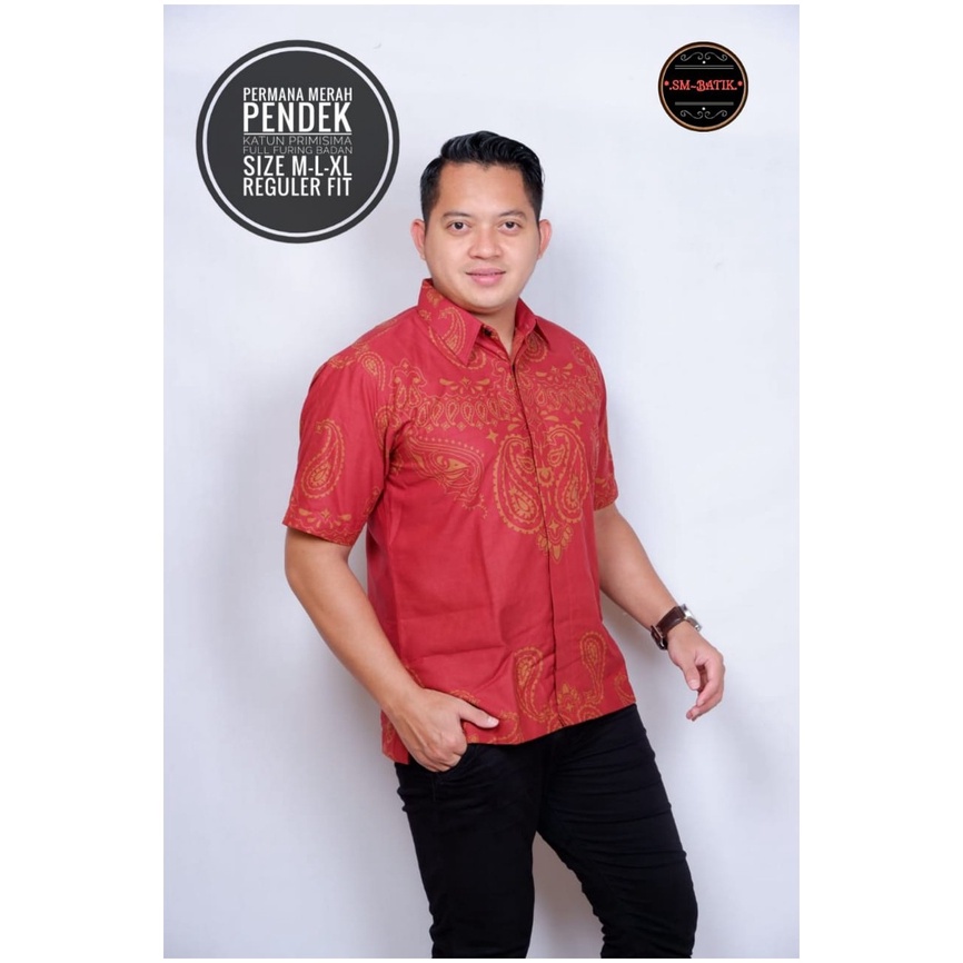 PERMANA MERAH SM BATIKSOLOAMANAH BAJU KEMEJA BATIK SOLO PRIA LENGAN PANJANG PENDEK LAPIS FURING ATASAN BATIK PREMIUM MODERN KATUN HALUS GURDO IJO NAGA ABU BINTARA BRAMANTYA WISAKA KUNING SUKET SEGORO PEKSI KUNING NARAYA IJO PEKSI WIBOWO LESMANA HITAM KLA