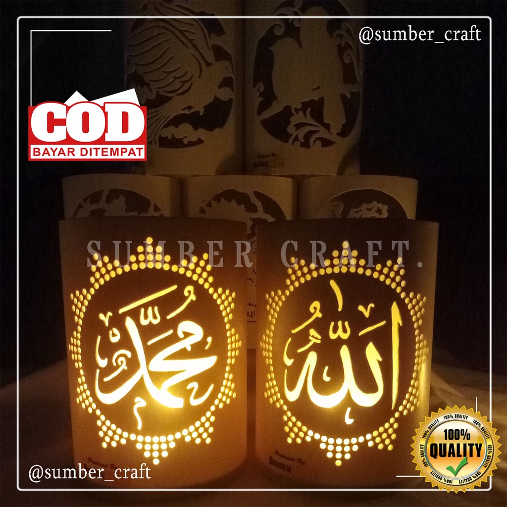 LAMPU HIAS UNIK LAFADZ  ALLAH MUHAMMAD HANDMADE  UKIR  SOUVENIR  KADO MURAH  PIPA PARALON