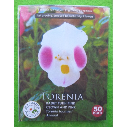Benih Biji Bunga Torenia Badut Clown Pink Putih Pack - Als Garden