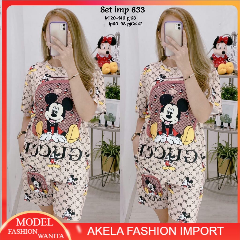 SETELAN KAOS IMPORT BAJU ATASAN SCUBA GUCCI+CELANA MODIS SETELAN KAOS WANITA IMPORT MURAH 633