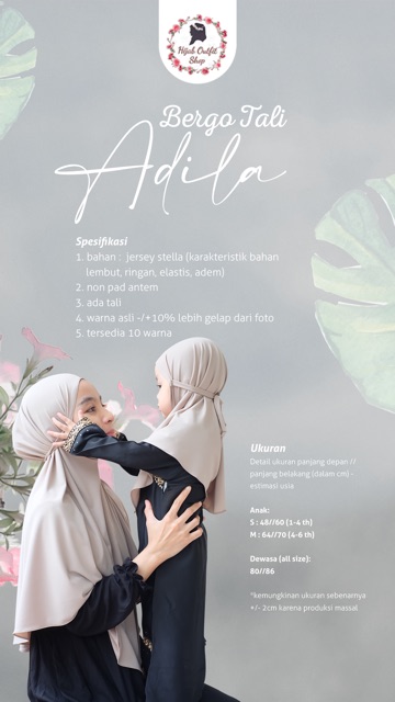 bergo tali adila / bergo tali daily / bergo tali couple anak dan ibu