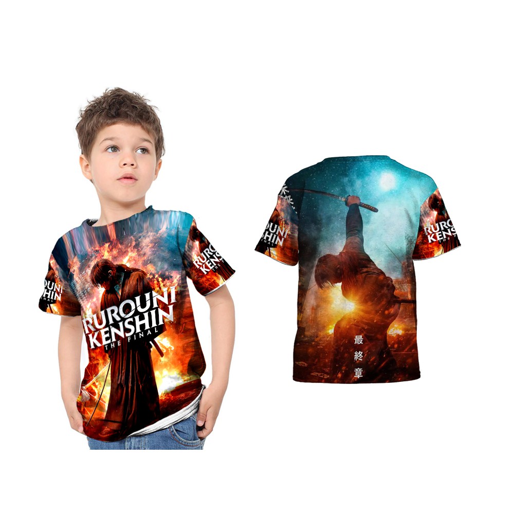 Ruruni Kenshin Samurai X Kaos Baju Anak Rurouni Kenshin Samurai X Custom print