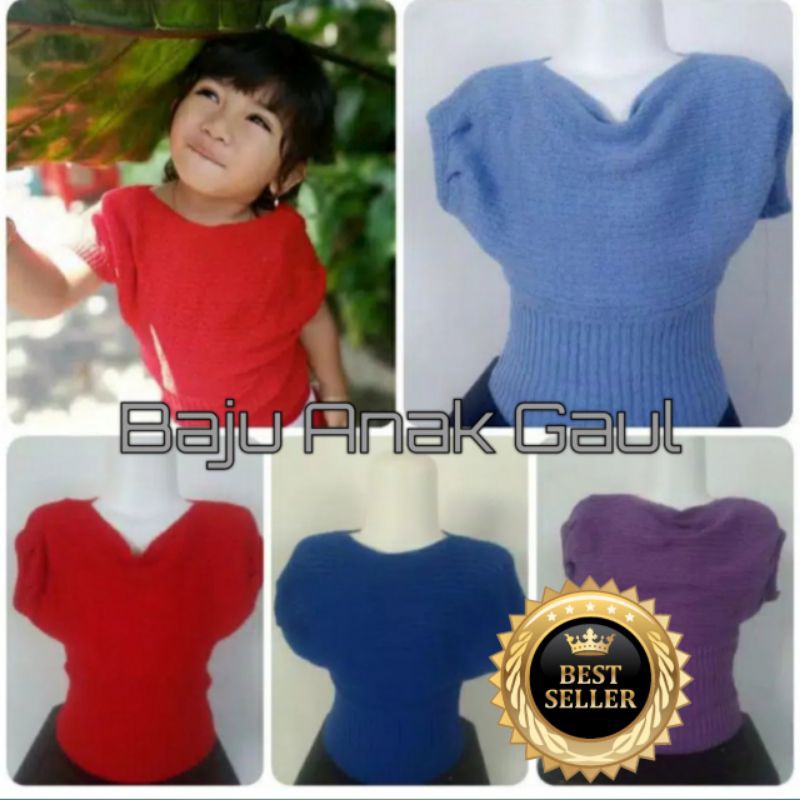 Baju Kalong Anak  Polos 123 tahun Atasan Rajut Kelalawar / Baju Rajut Anak Perempuan / Cewek Batwing Kids