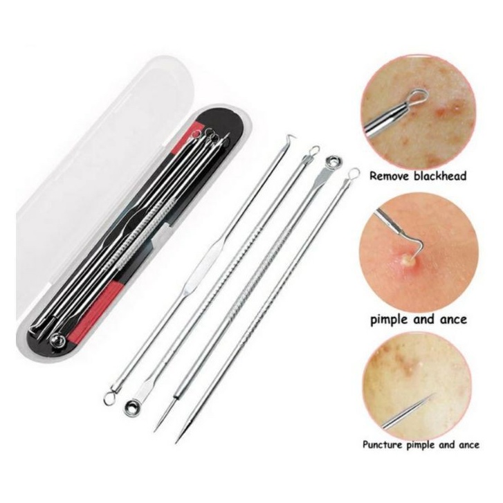 Alat Pencet Komedo / Pinset Pembersih Blackhead / Penjepit Komedo Acne Facial SET ISI 4 F123