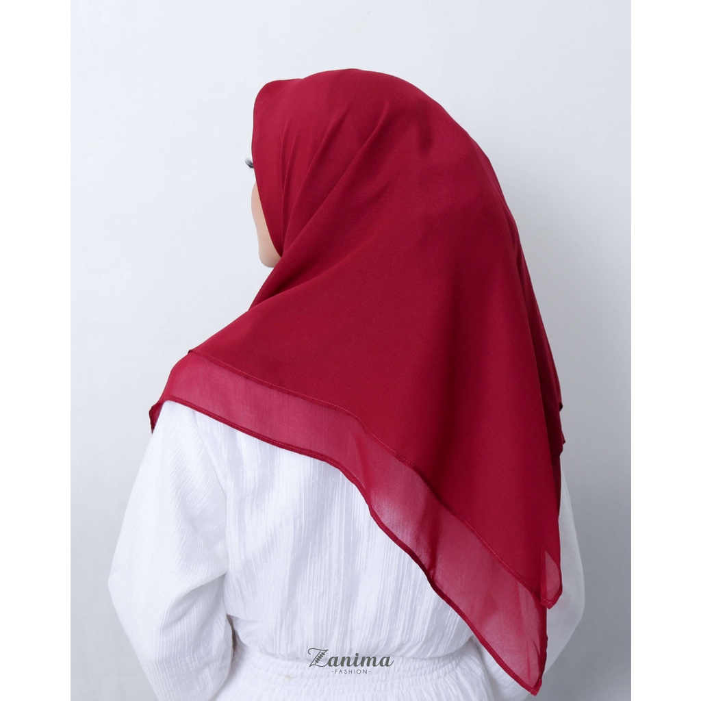 Jilbab Segi Empat Instan Double Layer Bahan Ceruti Babydoll - Zanima Red