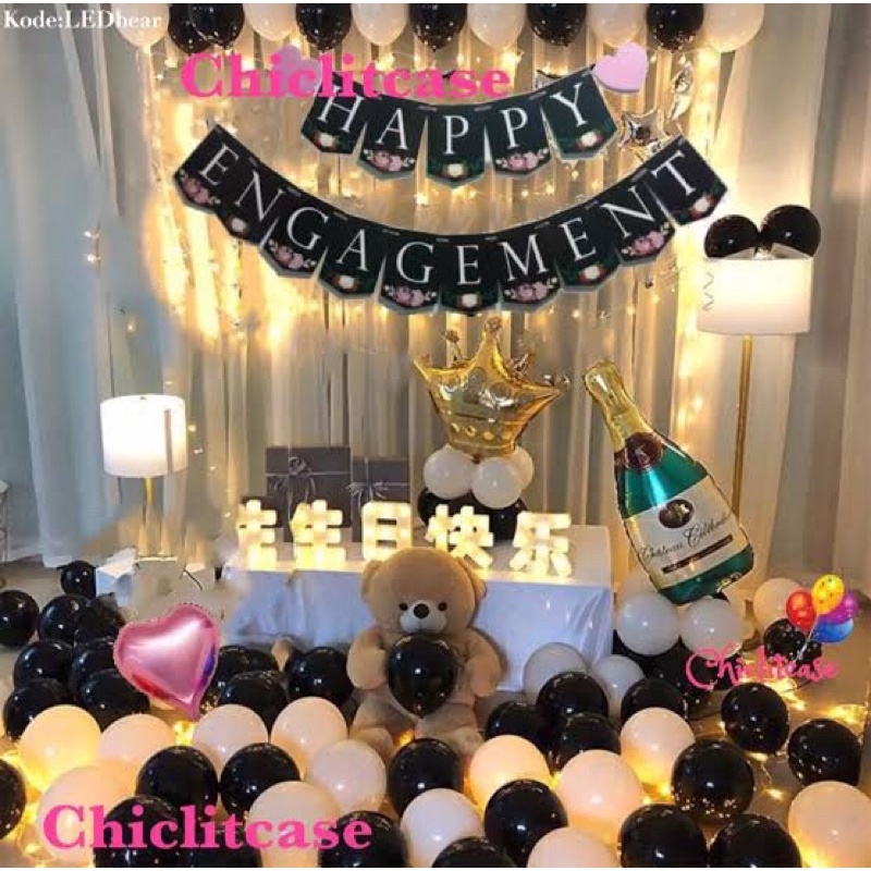 PAKET DEKORASI LAMARAN SET BACKDROP BACKGROUND FOTO PHOTOBOOTH ENGAGEMENT KAIN TILE BALON