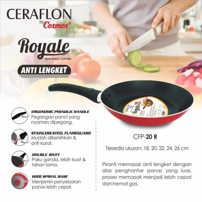 Cosmos Wajan Anti Lengket CFP 24 R Ceraflon Frypan Royale 24 cm