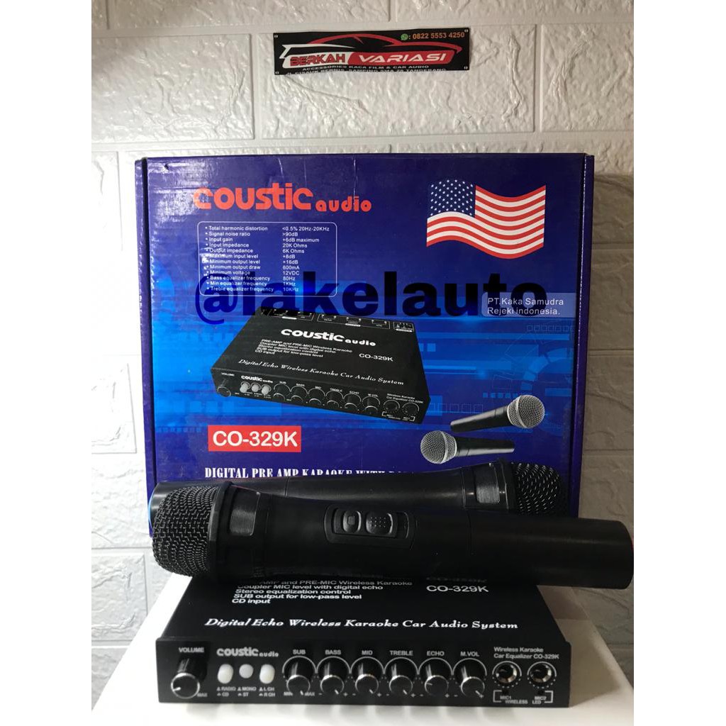Coustic Audio Pre-Amp Equalizer Mobil + Wireless Microphone