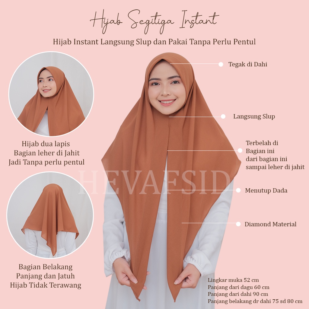 Jilbab Segitiga Instan / Real pict sesuai gambar