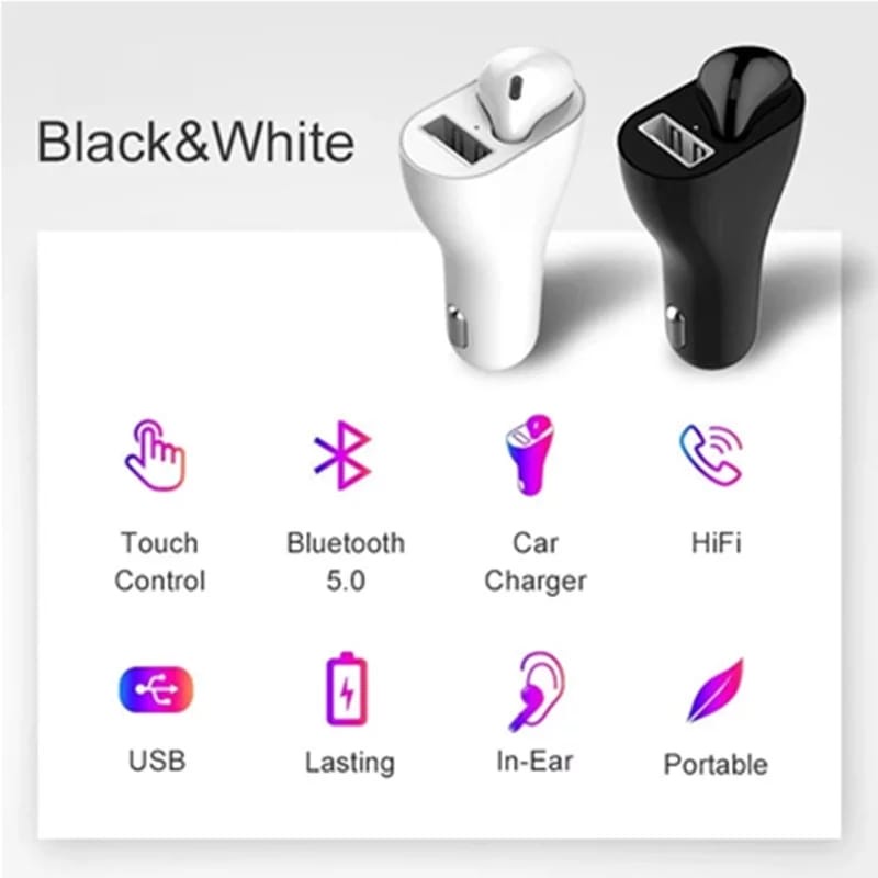 FAMILYGAMES CAR CHARGER HEADSET headseat earphone 2in1 usb output vehicle bluetooth wireless headseat