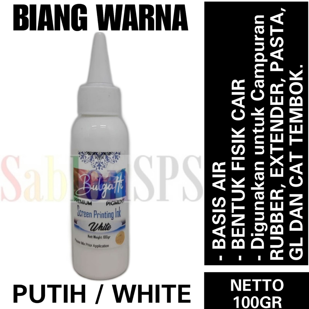 Biang Warna Sablon Pigmen Bulgatti Putih