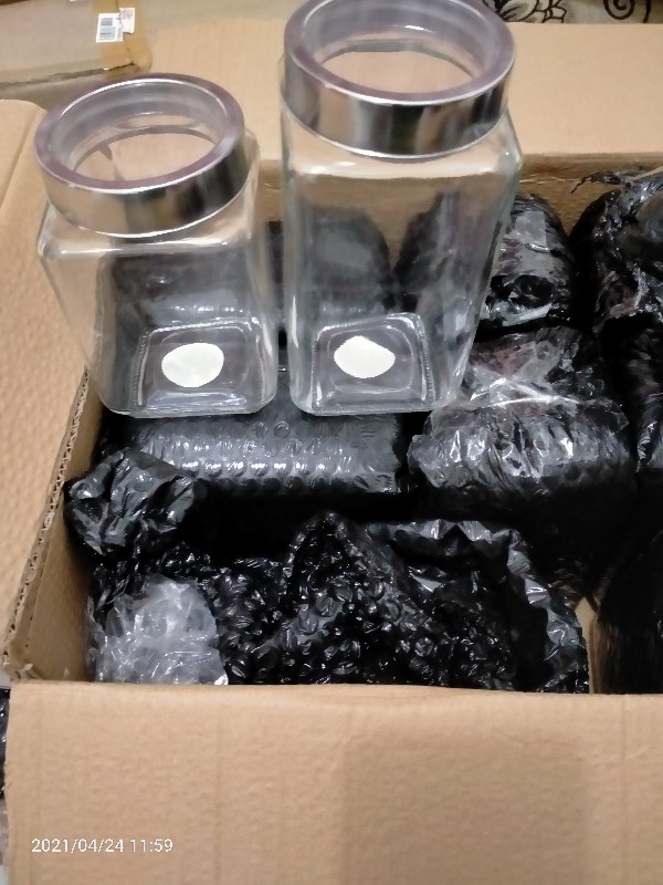 Jar Toples Kaca Square Tutup Aluminium Bening Size 829 Ml Wadah Makanan Snack Packaging Isi Ulang