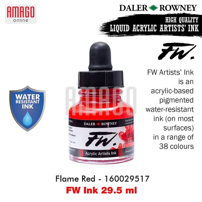 DALER-ROWNEY - FW INK 29.5 ML - FLAME RED - 160029517