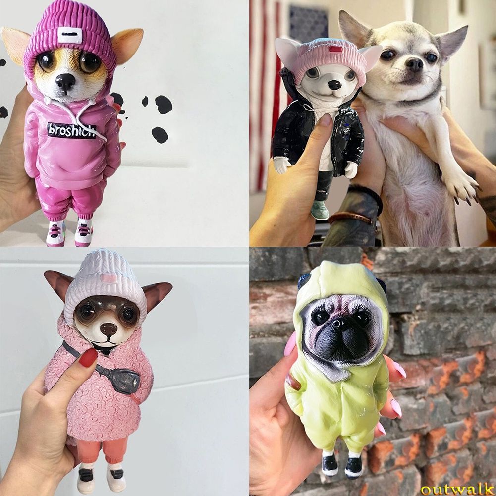 Ornamen Boneka Anjing Chihuahua Bahan Resin Handmade Untuk Dekorasi Rumah