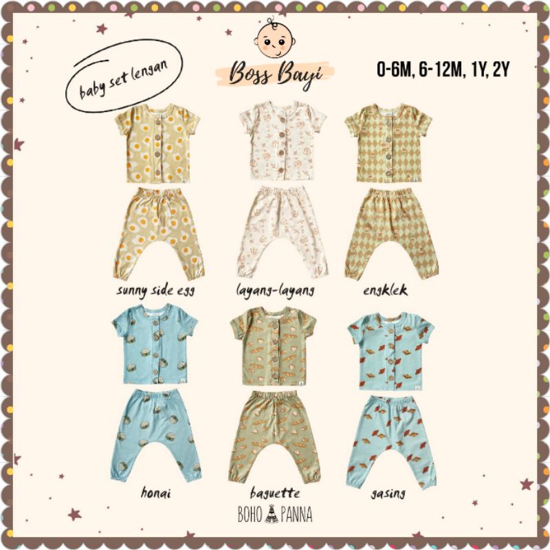 BOHOPANNA - Baby Set Lengan Print / Motif (Setelan Bayi Anak)