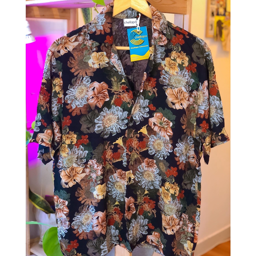 Kemeja Pantai Printing Bali Motif Rich Flowers Rayon by Chellapa Indonesia-1