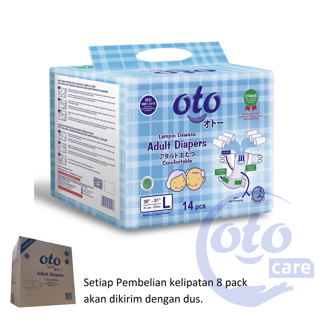 OTO Popok Dewasa model Lem Perekat Adult Diapers size M / L isi 14 pcs