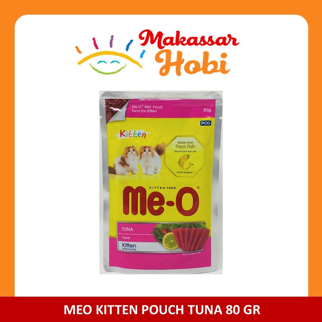 Meo Kitten Pouch 80gr Me-O Wet Food 80 gram Makanan Anak Kucing Basah Junior Tuna atau Tuna with Sardine in Jelly