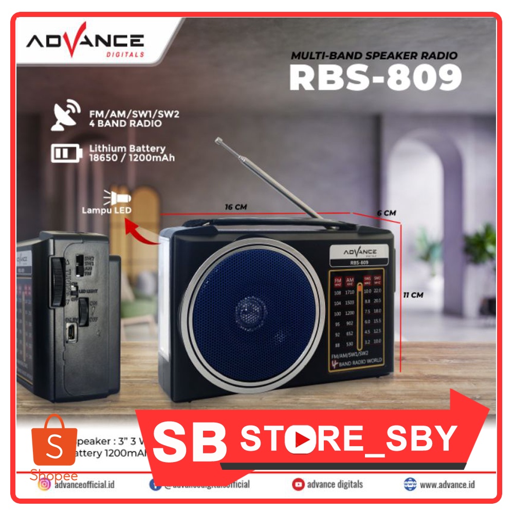 Radio Advance Rbs 809 Speaker Radio Bluetooth Portable Advance