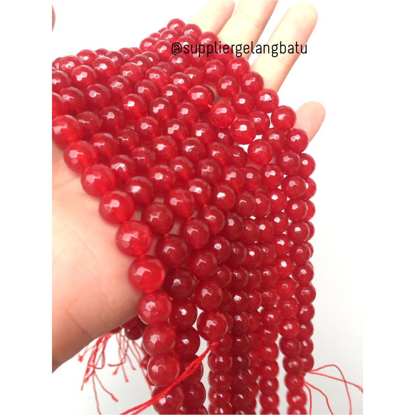 batu red garnet FACETED 10mm manao merah manau batu mulia aksesoris beads supplier grosir kerajinan