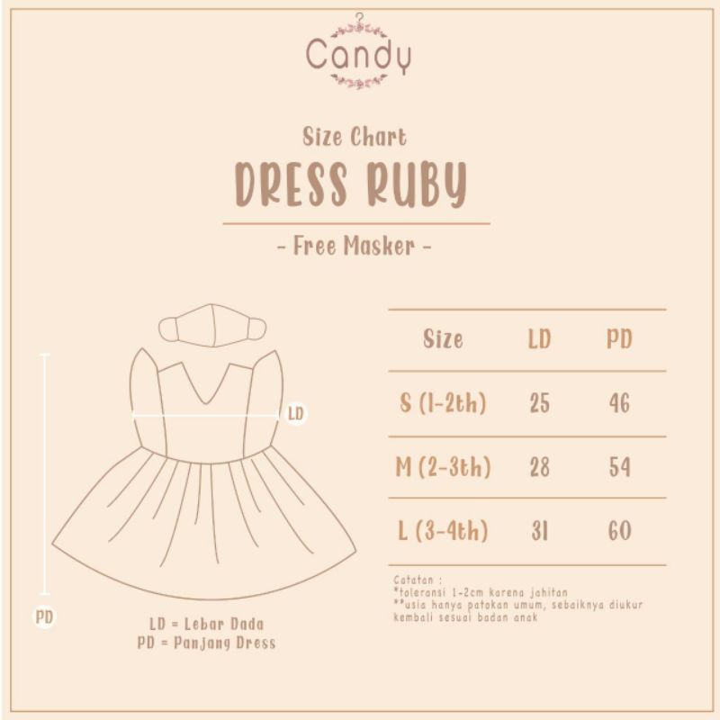 1-4t DRESS RUBY candy dress anak dress rubby candy