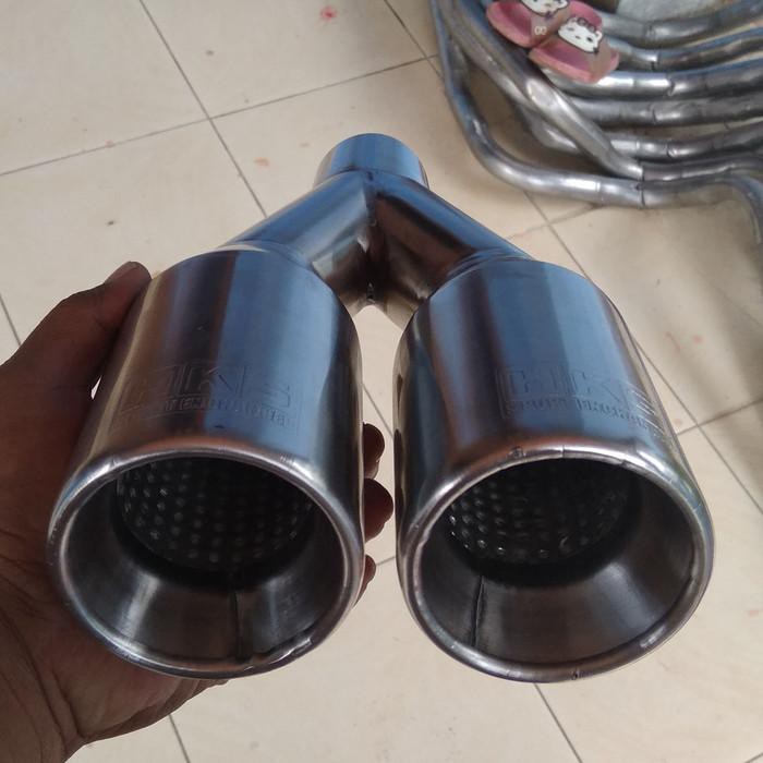 Knalpot Silencer HKS Twin Racing Bulat Pendek Mobil Stainless steel