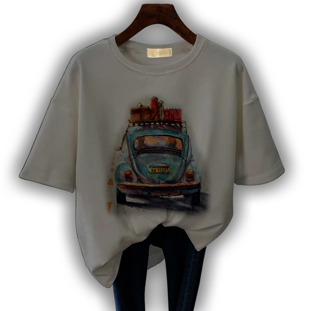 CALVIERO SHOP - BAJU KAOS WANITA DEWASA PRINT VW CLASSIC CASUAL T SHIRT