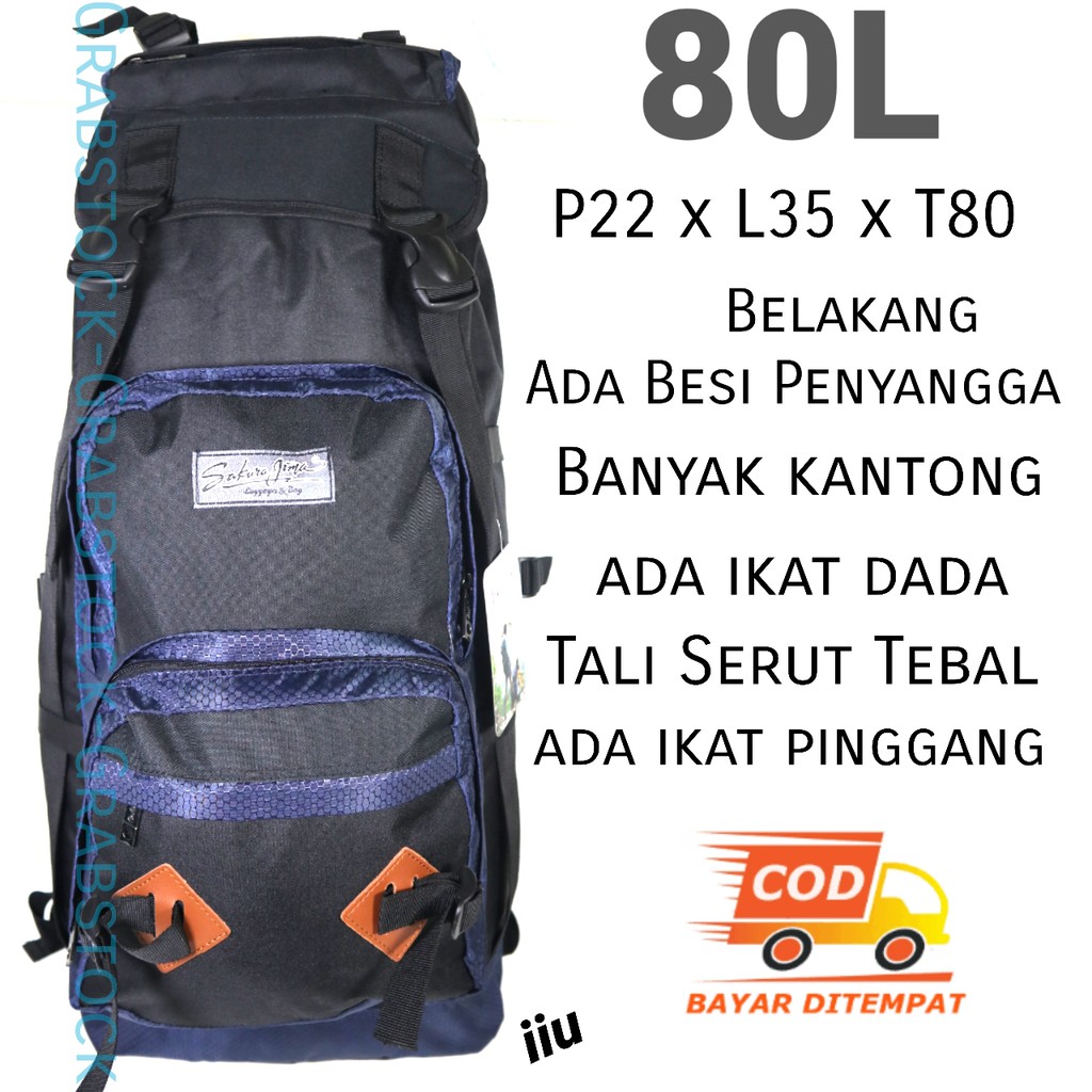 Carrier HIking TAs Camping Gunung 80L Super Besar ii15 Kualitas Premium