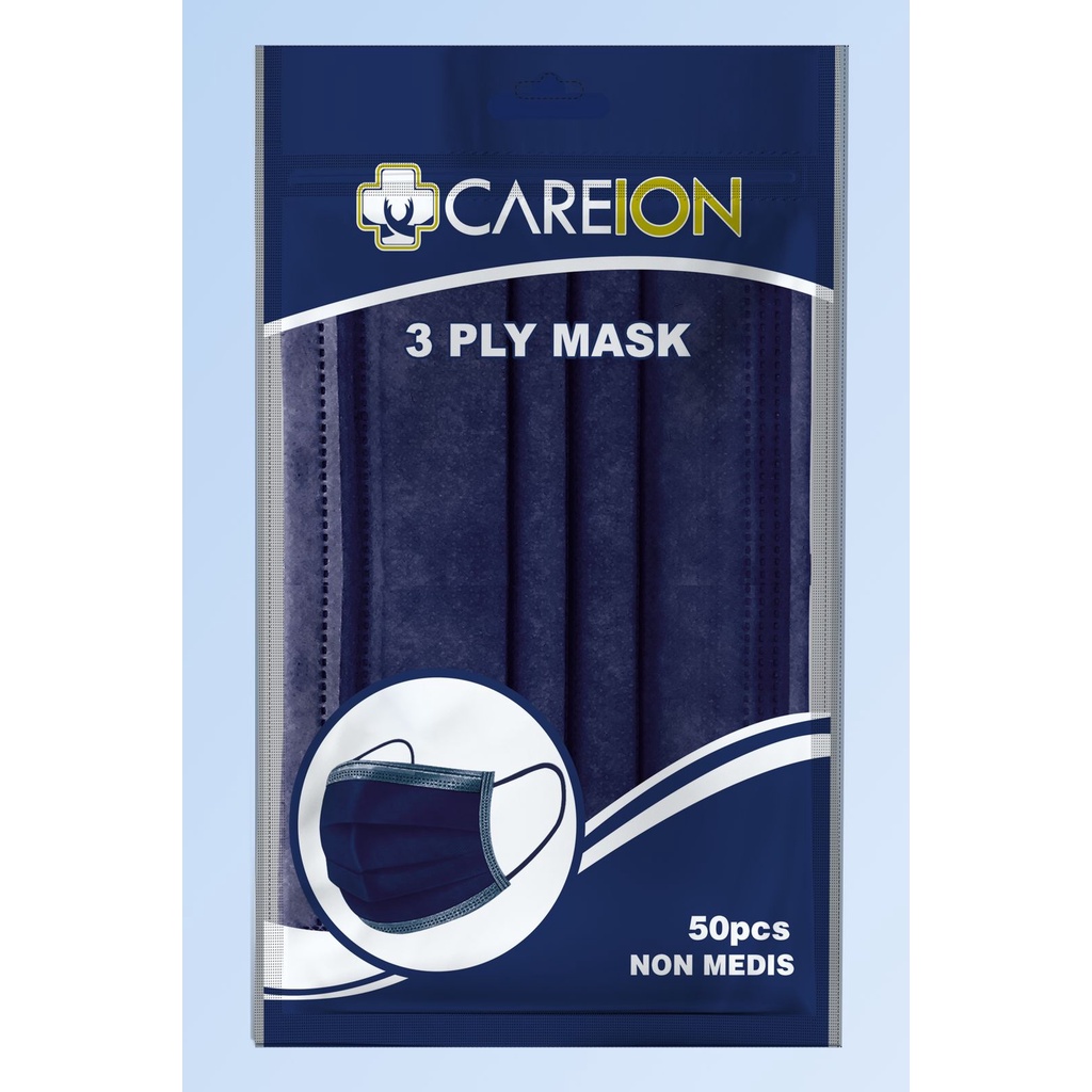 MASKER 3PLY EARLOOP PREMIUM CAREION ISI 50 PCS MASKER WAJAH 3 PLY MASK