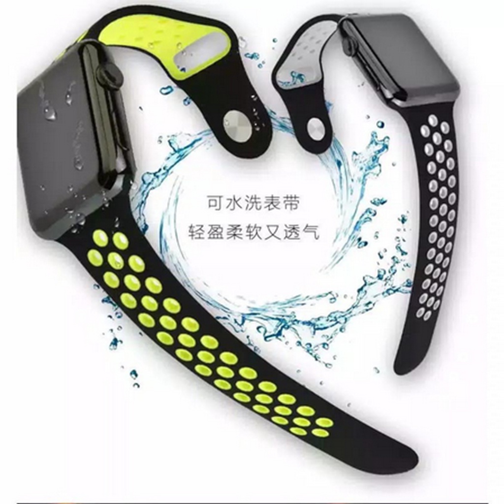 Strap Silikon Breathable Dua Warna For Apple Watch Nike Band Sport Loop iWatch Replacement