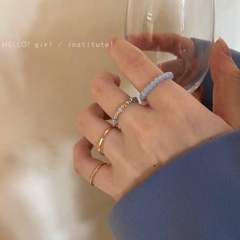 4pcs / Set Cincin Manik-Manik Warna-Warni Untuk Wanita