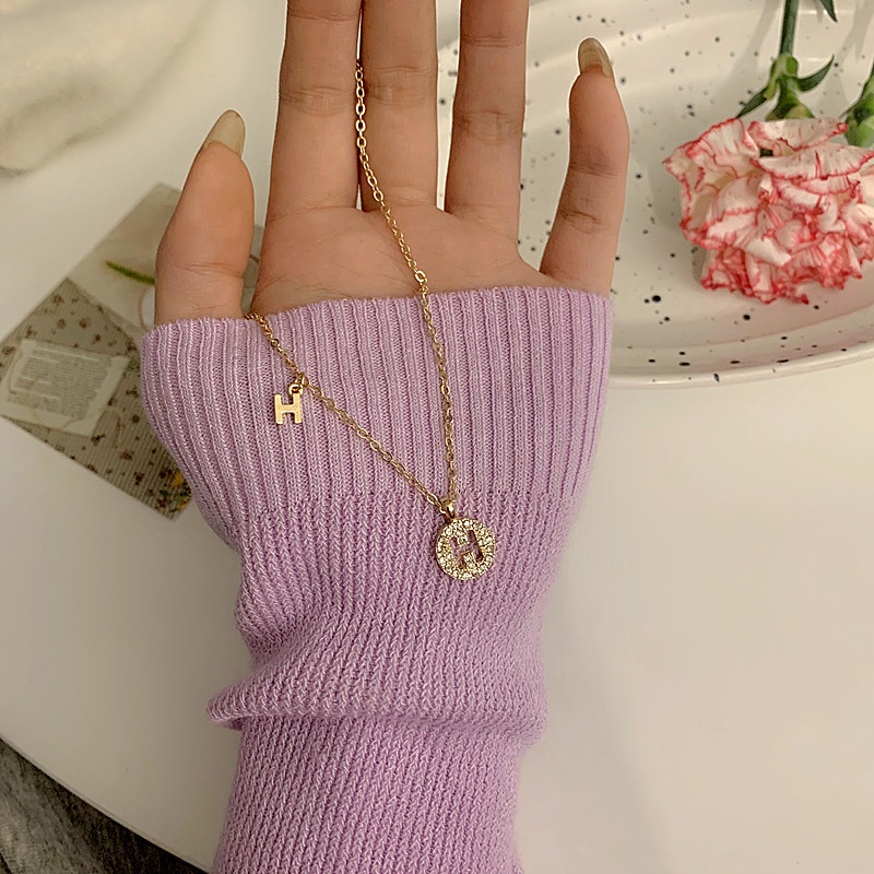 Gentle H Letter Necklace Korean Version of The Clavicle Chain  Female Light Luxury Niche Niche Design Necklace Ins Simple