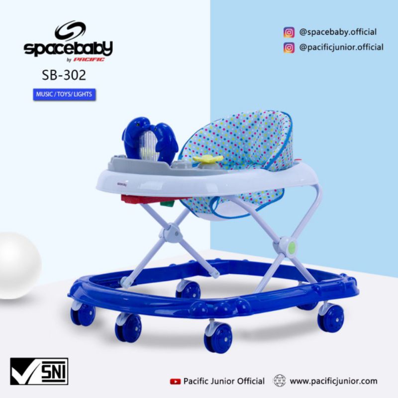 Bisa COD Mainan Anak Bayi Rolling Baby Walker Babywalker Spacebaby SB-302 Musik Mainan Murah Berkualitas