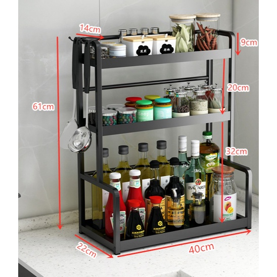 Dapur Penyimpanan Rak Bumbu Produk Rak Rumah Tangga Tabel Rak Bumbu Rak Desktop Multi-Fungsi Rak Penyimpanan Dudukan Pisau