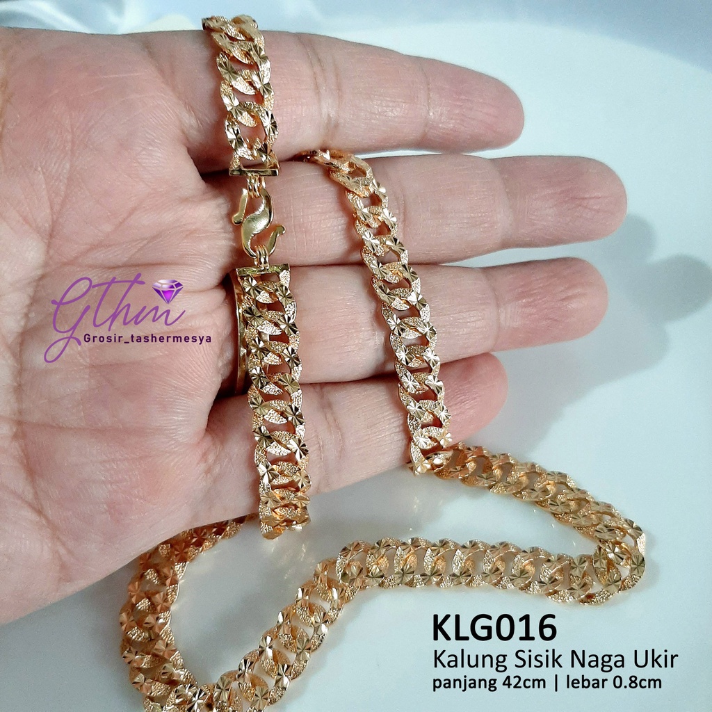 Kalung Sisik Naga Ukir Mewah Stylish Anti Karat Cocok Untuk Pesta Kondangan Perhiasan Import Premium KLG016 GTHM
