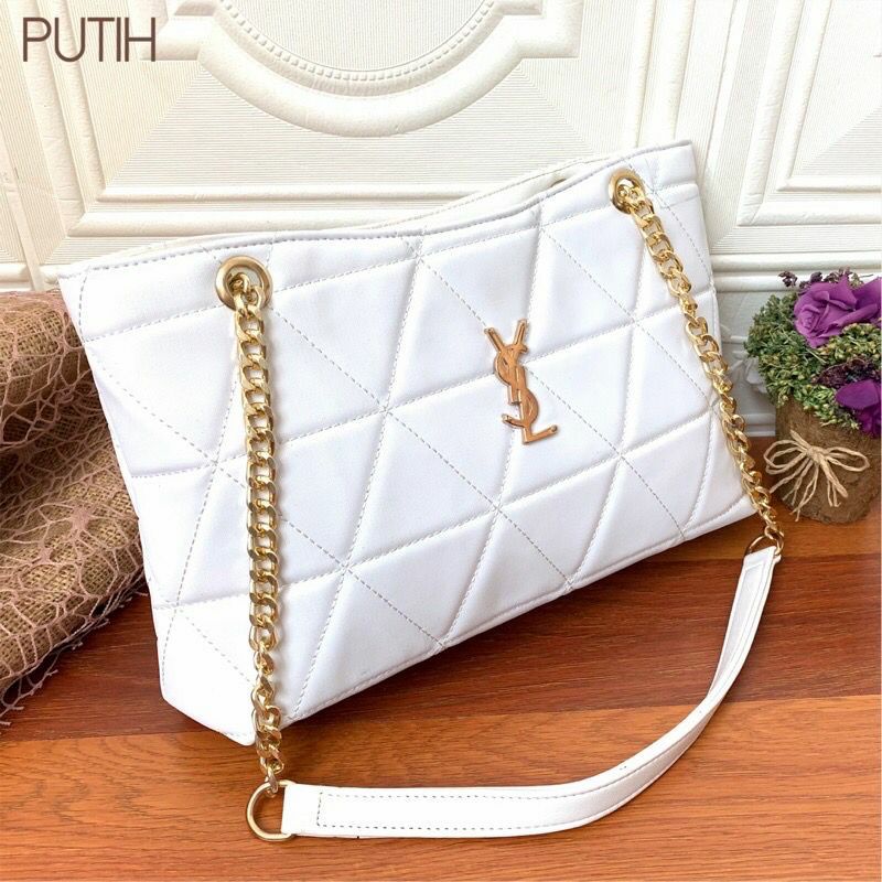 TAS TOTE YL UK 30x7x19 BAHAN KULIT SINTETIS FULL BORDIR, TEBAL DAN LEMBUT ADA RESTLETING  RANTE BISA